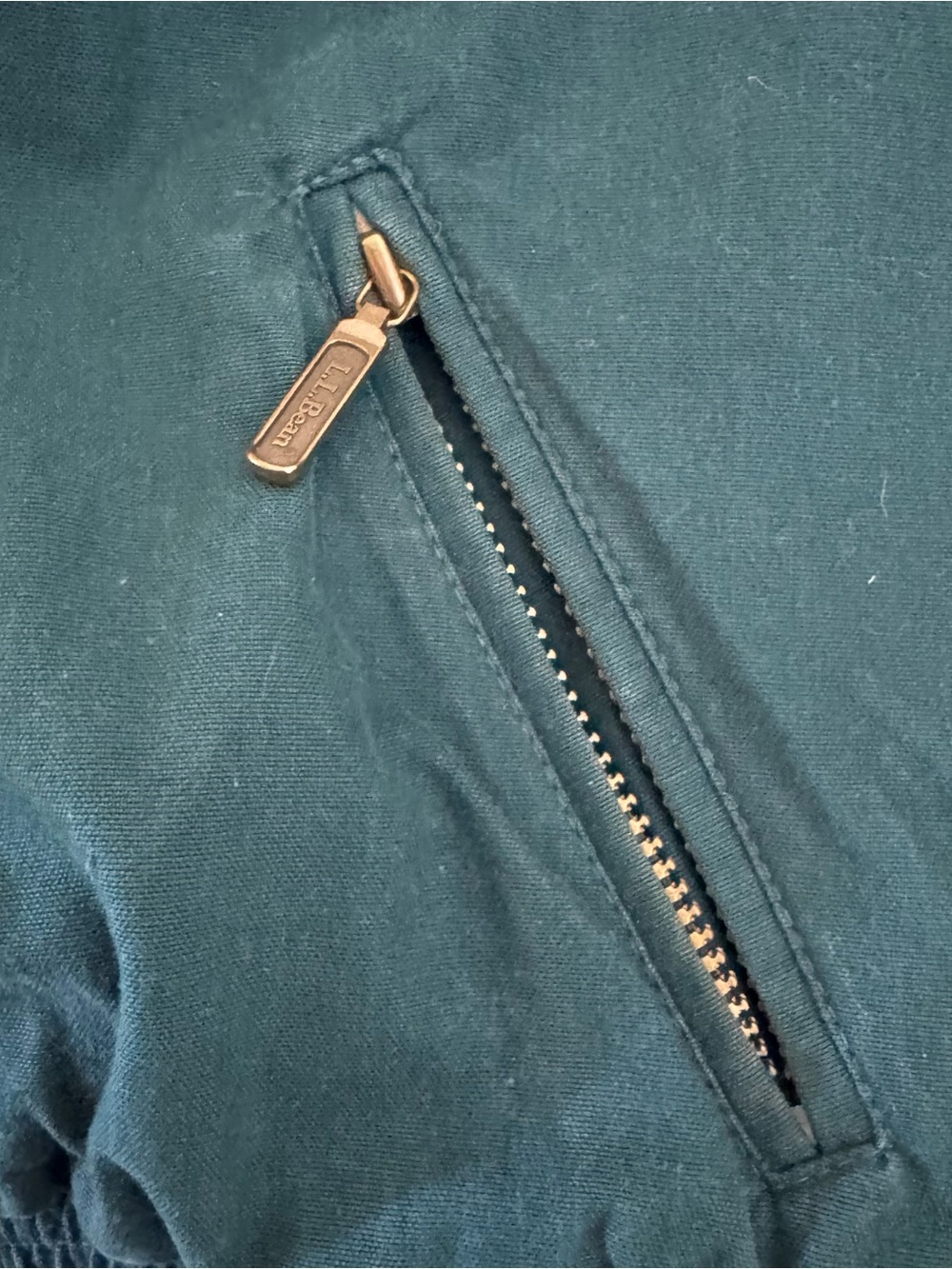 Vtg LL Bean Wool Flannel Lined Canvas Bomber Jacket Large Full Zio Leather Trim - Picture 2 of 4